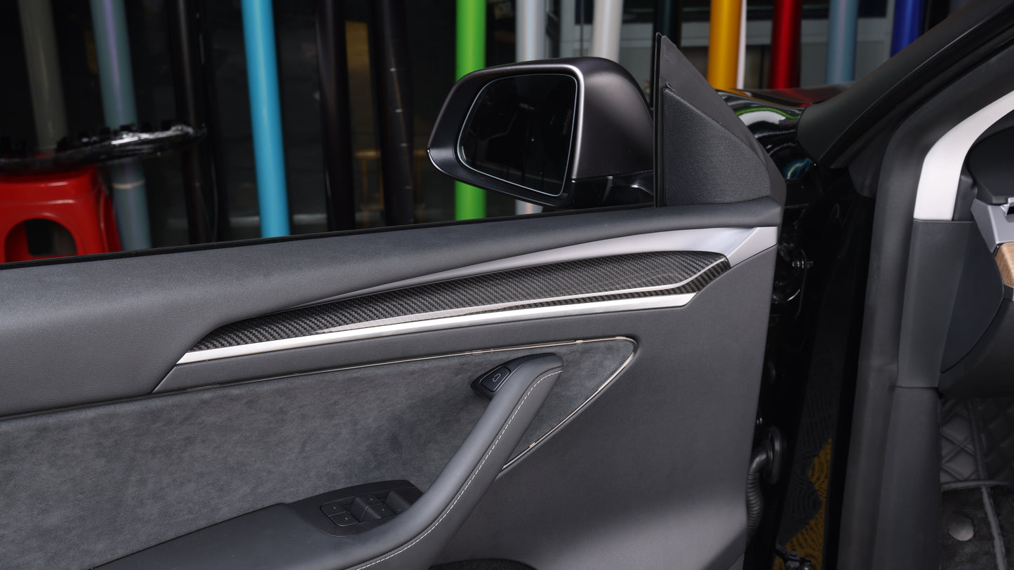 DynaCarbon™ Carbon Fiber Door Panel Trim for Tesla Model 3 2021-2023