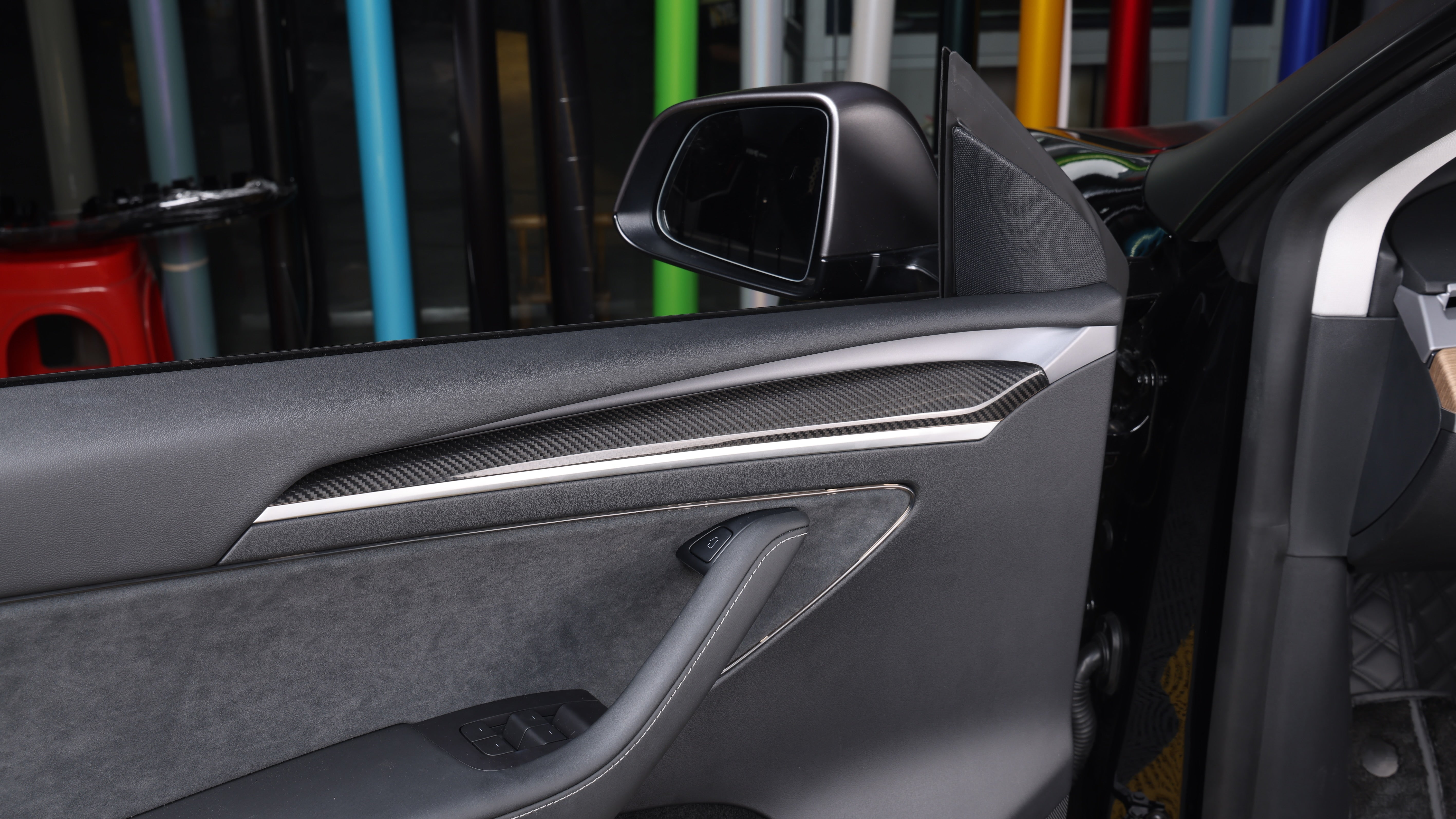 DynaCarbon™ Carbon Fiber Door Panel Trim for Tesla Model 3 2021-2023