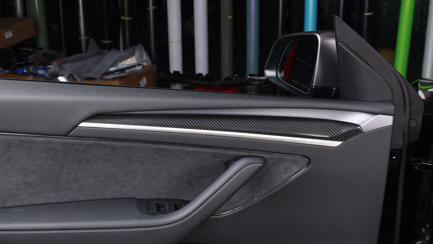 DynaCarbon™ Carbon Fiber Door Panel Trim for Tesla Model 3 2021-2023