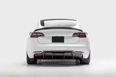 DynaCarbon™ Hard Carbon Fiber Rear Bumper Diffuser Trim for Tesla Model 3 V Type 2017-2023