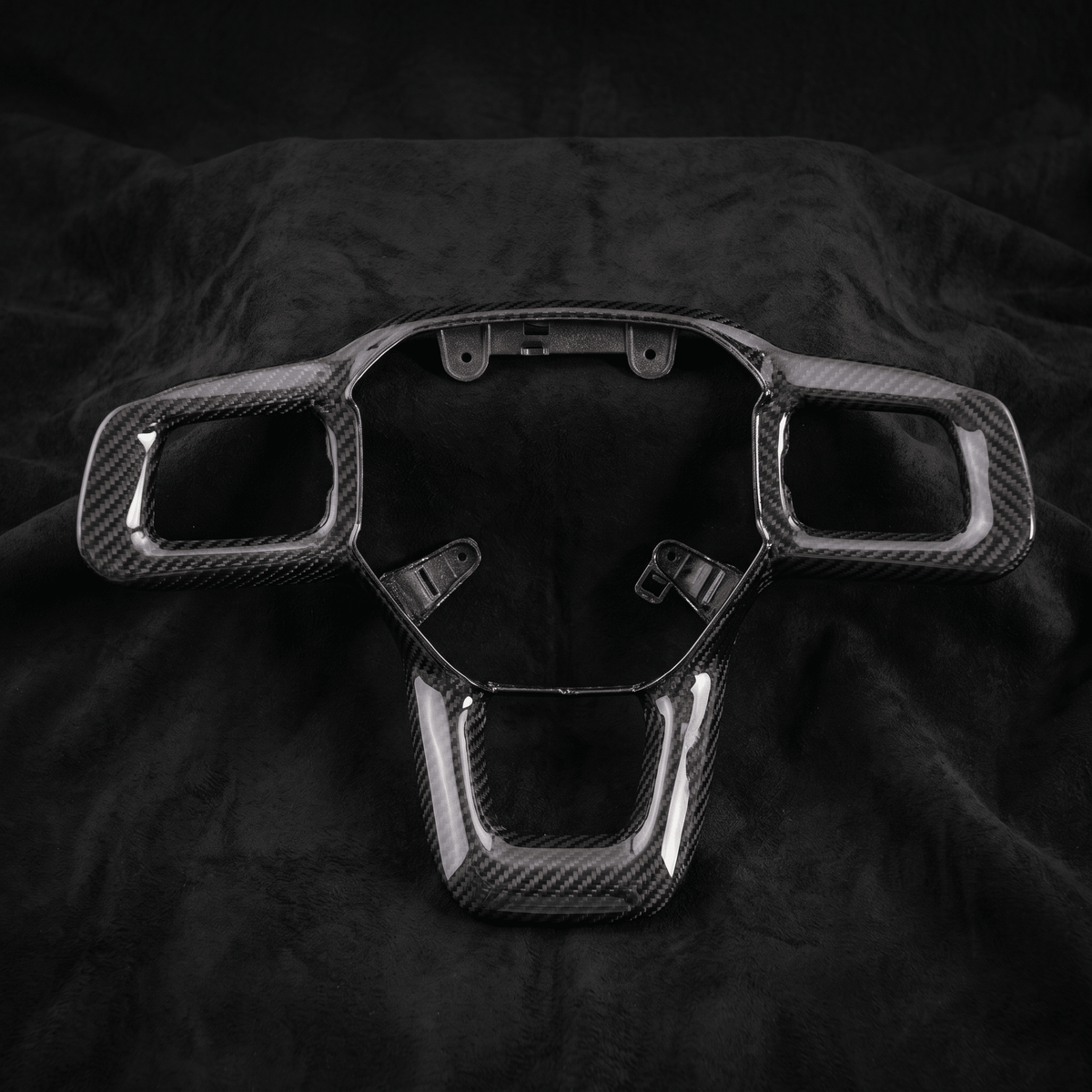 Carbon fiber steering wheel button surround trim for 2024-2026 Ford Mustang, one-piece set
