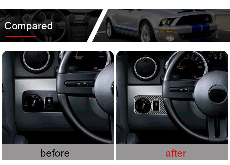 DynaCarbon™️ Headlight Control Switch Trim For Ford Mustang 2005-2009