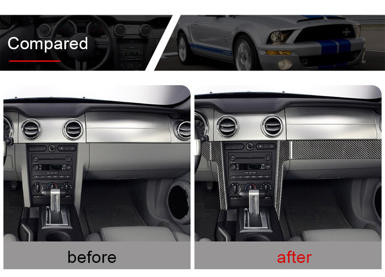 DynaCarbon™️ Carbon Fiber Dash/Multimedia Surround Kit For Ford Mustang 2005-2009