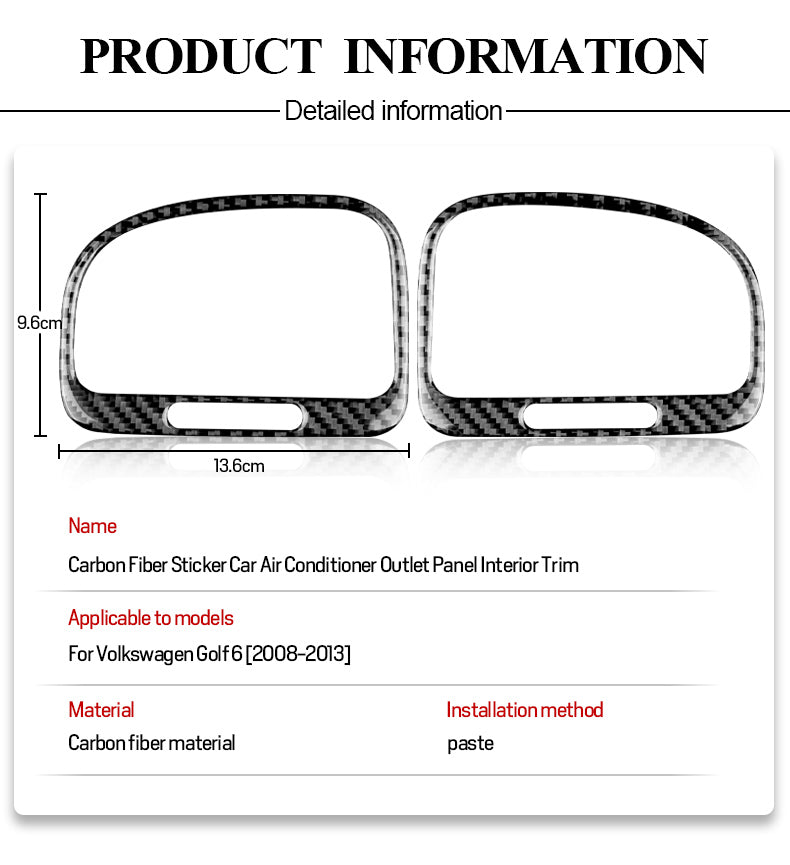 DynaCarbon™ 2PCS Air Outlet Trim for Volkswagen Golf MK6 2008-2013