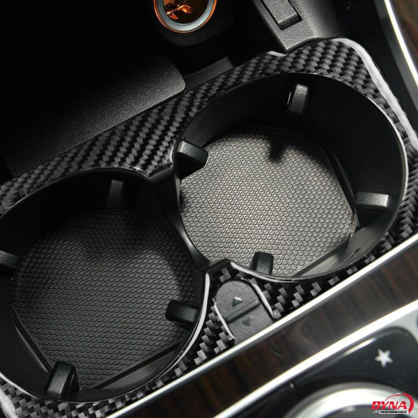 DynaCarbon™️ Carbon Fiber Interior Cup Holder Frame Trim Overlay for Mercedes Benz W205 C Class C180 C200 C300 GLC