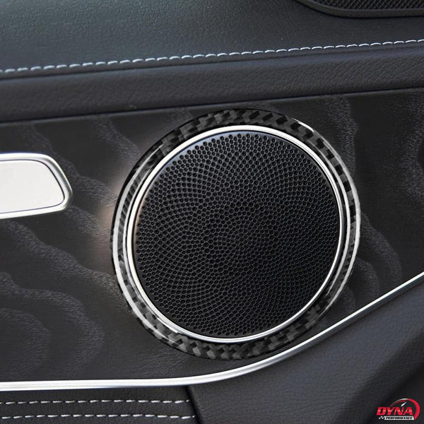 DynaCarbon™️ Carbon Fiber Speaker Trim Overlay for Mercedes Benz W205 C Class C180 C200 C300 GLC