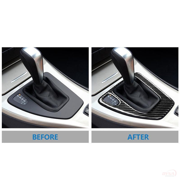 DynaCarbon™️ Carbon Fiber LHD Gear Shift Panel Trim Overlay for BMW 3 Series E90 E92 E93