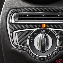 DynaCarbon™️ Carbon Fiber LHD Headlight Switch Trim Overlay for Mercedes Benz W205 C Class C180 C200 C300 GLC