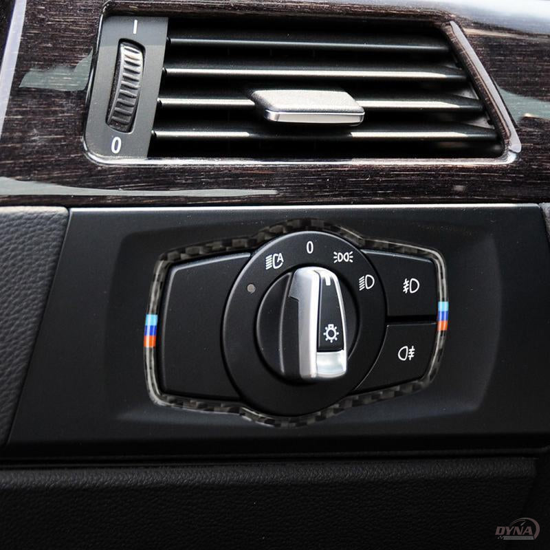 DynaCarbon™️ Carbon Fiber Headlight Switch Frame Trim for BMW E90 3 Series