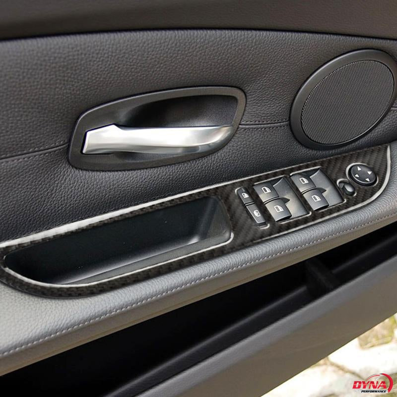 DynaCarbon™️ Carbon Fiber Car Window Control Frame Trim Overlay for BMW E60 5 Series 2008-2010