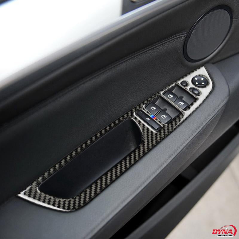 DynaCarbon™️ Carbon Fiber Full Set Window Control Frame Trim Overlay LHD for BMW E70 X5 E71 X6