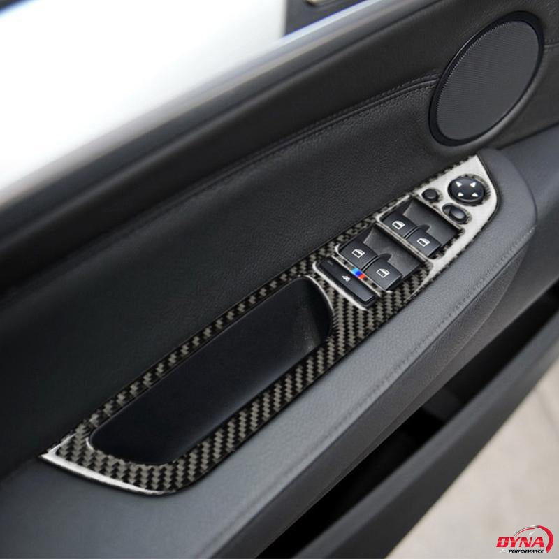 DynaCarbon™️ Carbon Fiber Full Set Window Control Frame Trim Overlay LHD for BMW E70 X5 E71 X6