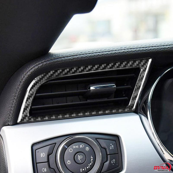 DynaCarbon™️ 2 PCS Carbon Fiber Side AC Outlet Trim Overlay for Ford Mustang 2015-2023