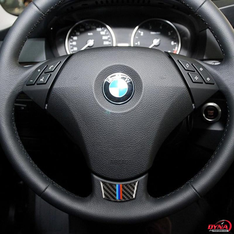 DynaCarbon™️ Carbon Fiber Steering Wheel Trim Overlay for BMW E60 E61 5 Series 2004-2010
