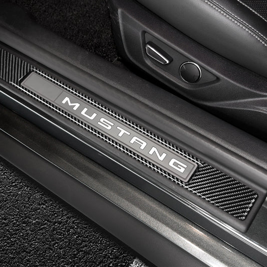 DynaCarbon™️ 2 PCS Carbon Fiber Inner Door Sills Trim For Ford Mustang 2005-2009