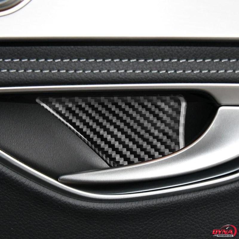 DynaCarbon™️ 4PCS Carbon Fiber Interior Door Handle Trim Overlay for Mercedes Benz W205 C Class C180 C200 C300 GLC