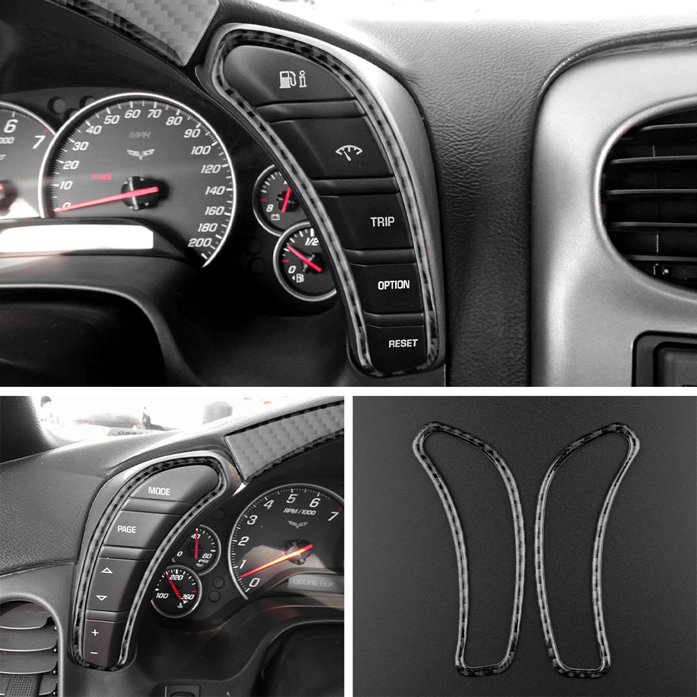 DynaCarbon™ 3 PCS Carbon Fiber Speedometer Trims for Corvette C6 2005-2007