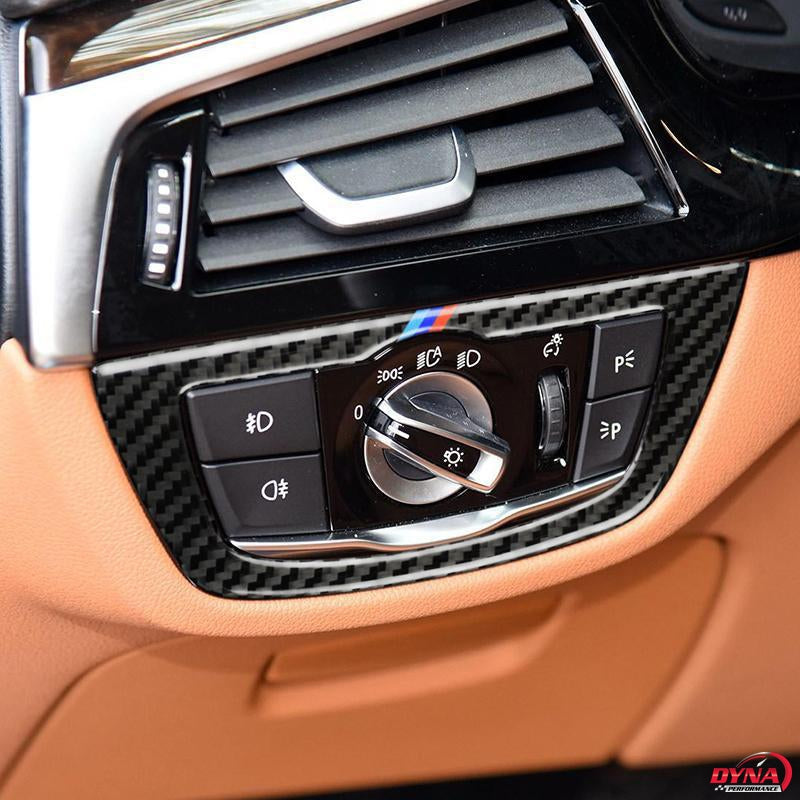 DynaCarbon™️ Carbon Fiber Headlight Switch Trim for BMW 5 Series G30 528i 530i 540i