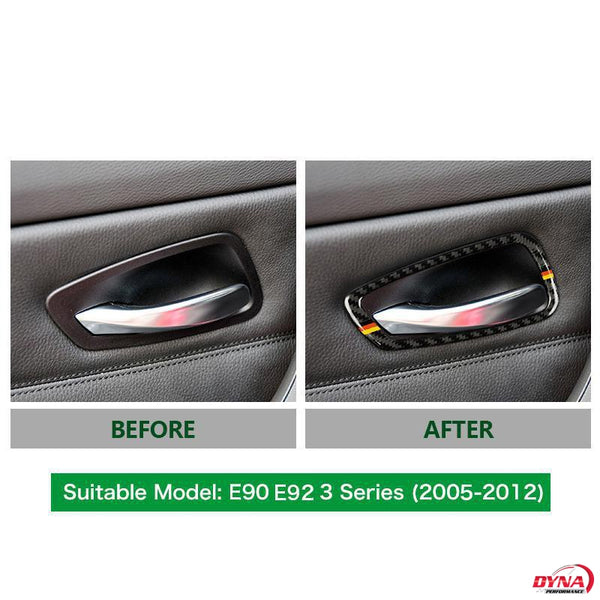 DynaCarbon™️ Carbon Fiber 4PCS Full Set Door Handle Frame Trim Overlay for BMW E90 E92 3 Series