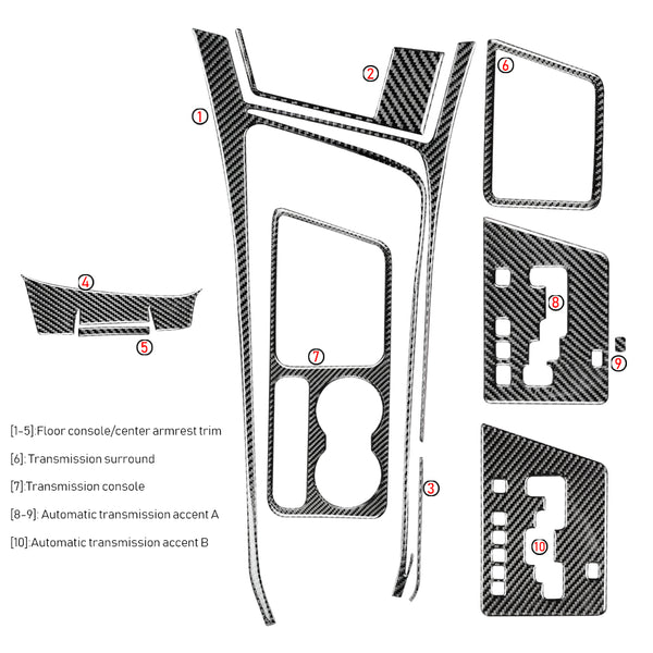 DynaCarbon™️ Carbon Fiber Full Center Console Kit for Dodge Challenger (Fits Manual & Automatic) 2008-2014