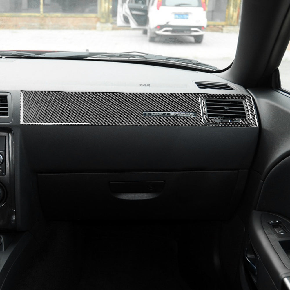 DynaCarbon™️ 9 PCS Carbon Fiber Full Multimedia + Dash + Upper Speedo Kit for Dodge Challenger 2008-2014