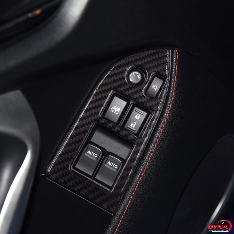 DynaCarbon™️ Carbon Fiber Window Control Trim Overlay Set for Toyota 86 2013-2016