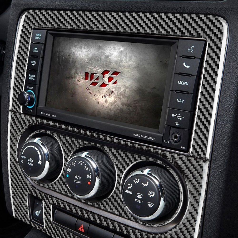 DynaCarbon™️ 9 PCS Carbon Fiber Full Multimedia + Dash + Upper Speedo Kit for Dodge Challenger 2008-2014