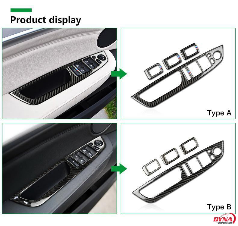 DynaCarbon™️ Carbon Fiber Full Set Window Control Frame Trim Overlay LHD for BMW E70 X5 E71 X6