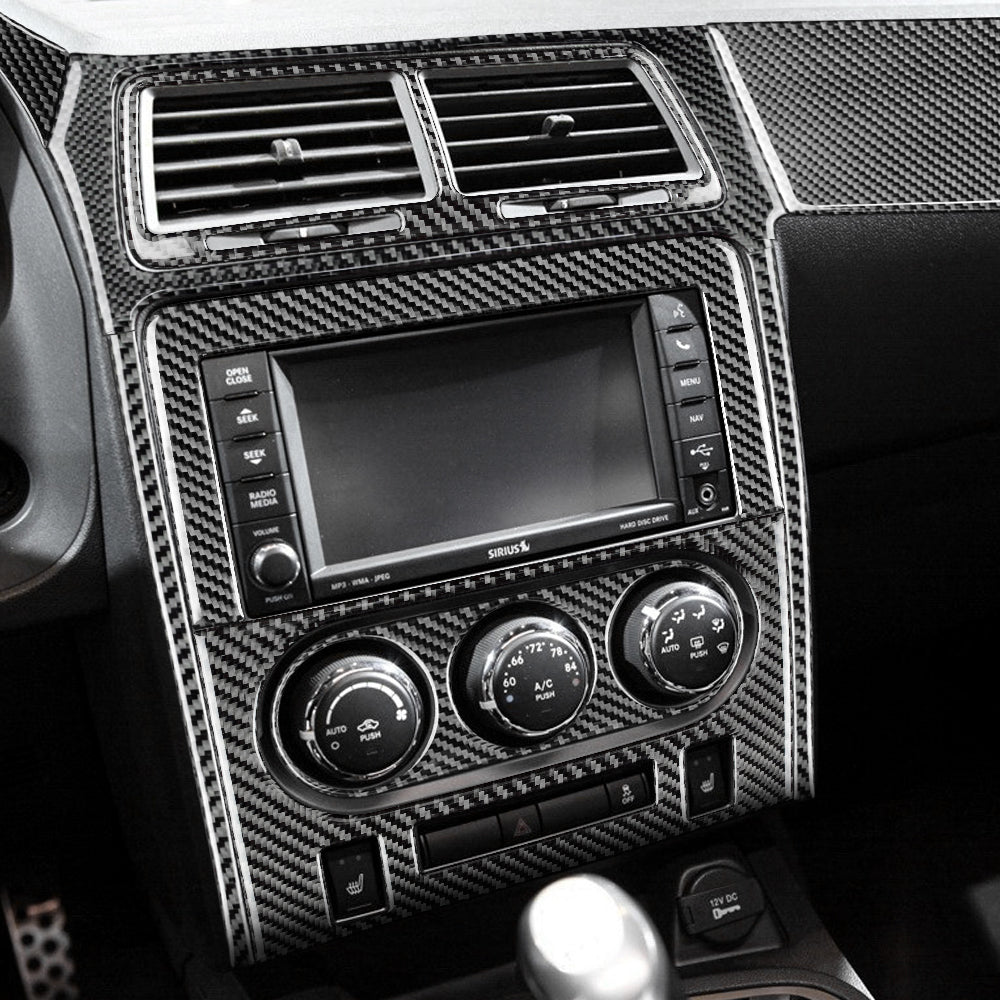 DynaCarbon™️ 9 PCS Carbon Fiber Full Multimedia + Dash + Upper Speedo Kit for Dodge Challenger 2008-2014