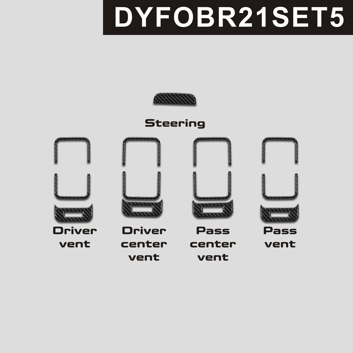 DynaCarbon™️ Carbon Fiber Inner Vents and Steering Accent for Ford Bronco 2021-2024