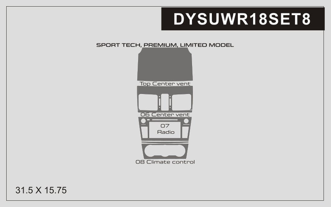 DynaCarbon™ 5PCS Carbon Fiber Multimedia Panel Trim For Subaru WRX and STI Sport Tech, Premium, Limited 2018-2021