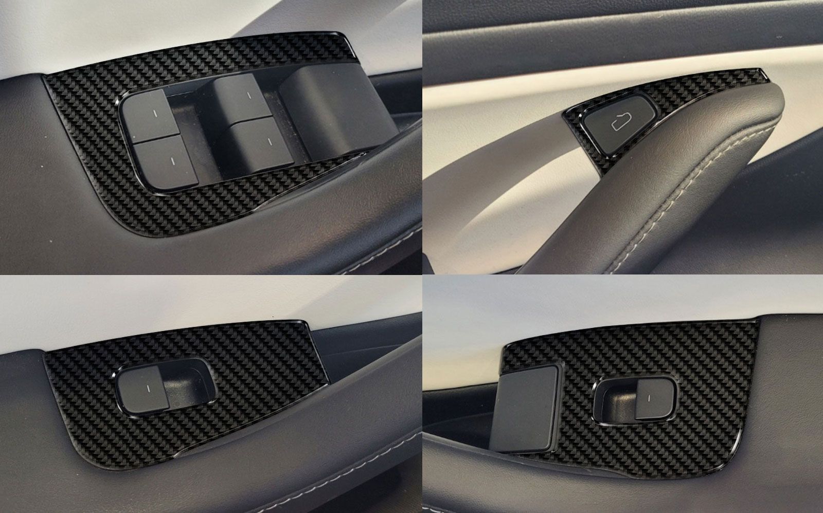DynaCarbon™️ Carbon Door Window Controls Trims for Tesla Model 3 2017-2022