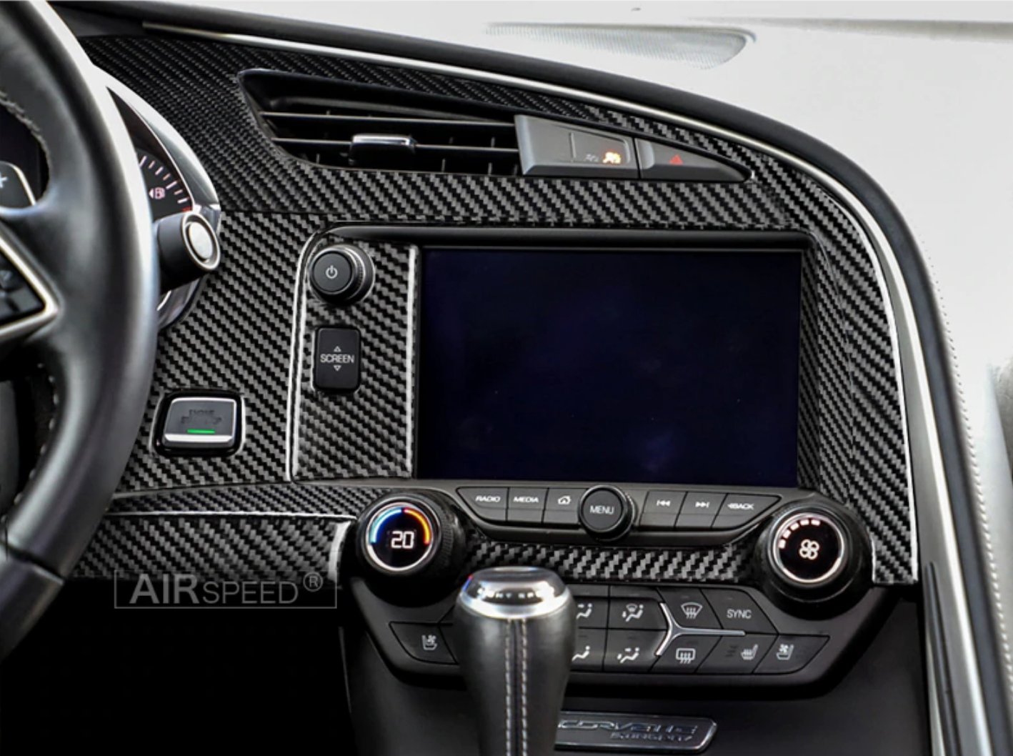DynaCarbon™️ Carbon Fiber Multimedia Console Kit for Chevrolet Corvette 2014-2019