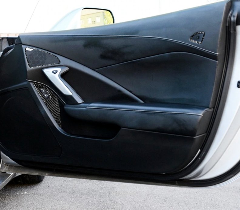 DynaCarbon™️ Carbon Fiber Side Door Window Control 8 PCS Kit Carbon Fiber for Chevrolet Corvette 2014-2019