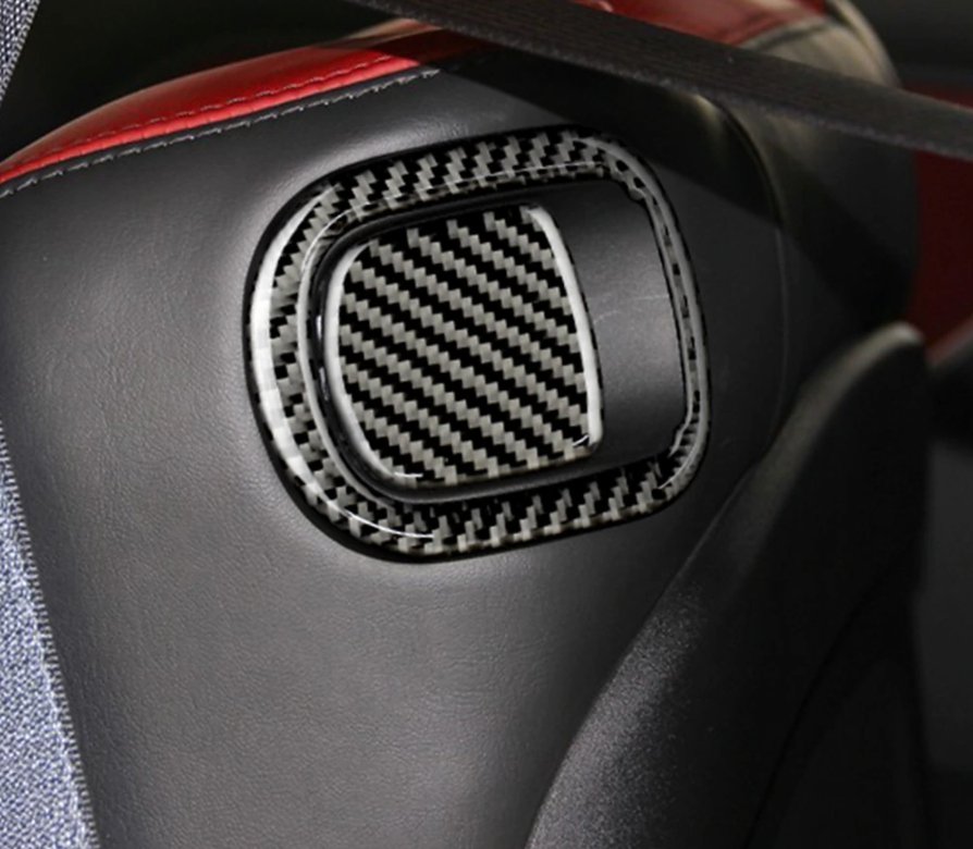 DynaCarbon™️ Carbon Fiber Rear Seat Pull Overlay for Dodge Challenger 2015-2023