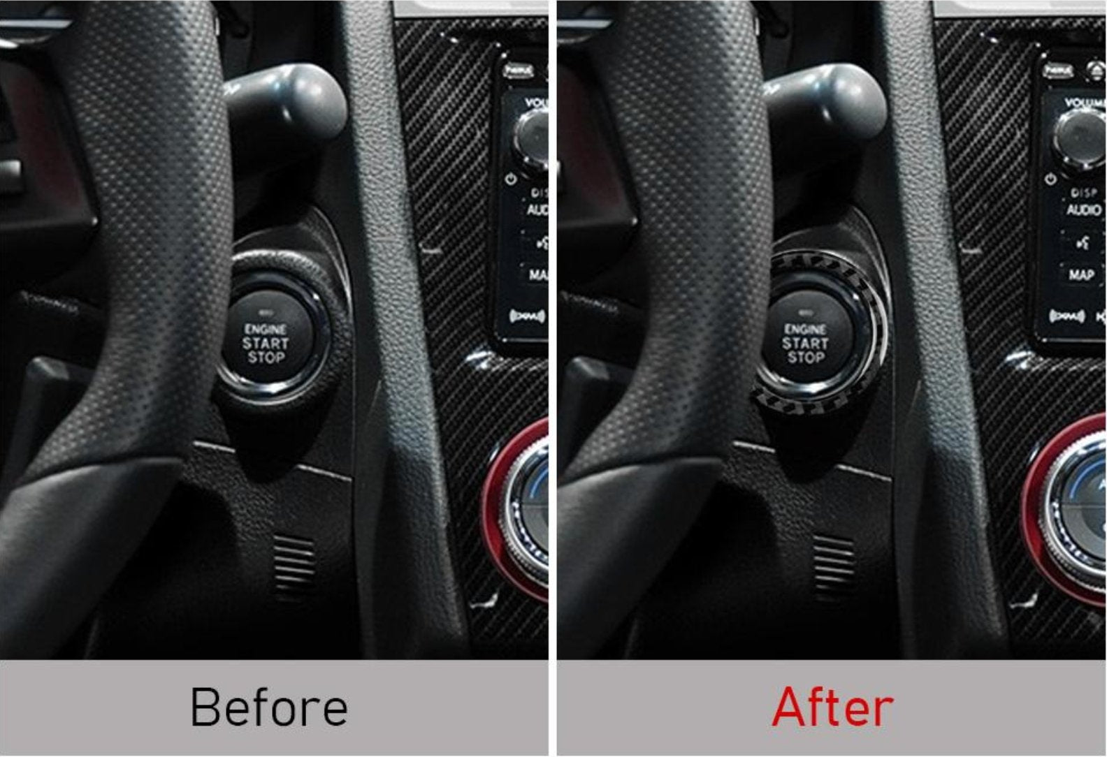 DynaCarbon™ Carbon Fiber Start Stop Button Ring Cover For Subaru WRX 2015-2021