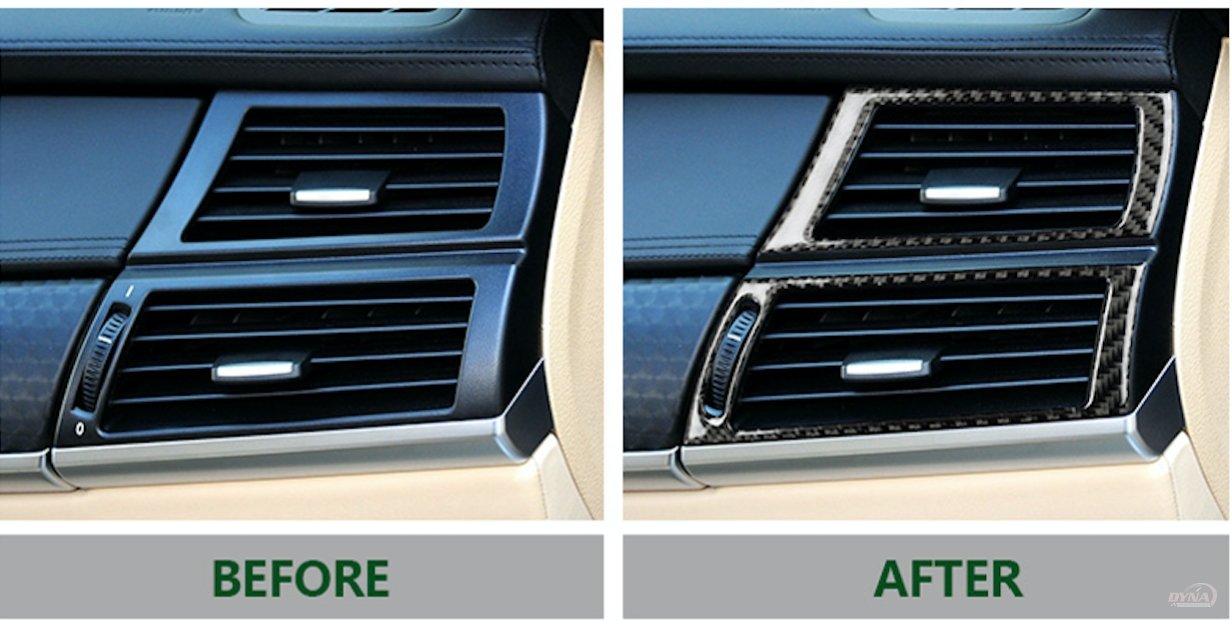 DynaCarbon™️ Carbon Fiber Side Air Conditioning Outlet Frame Trim Overlay for BMW E70 X5 E71 X6