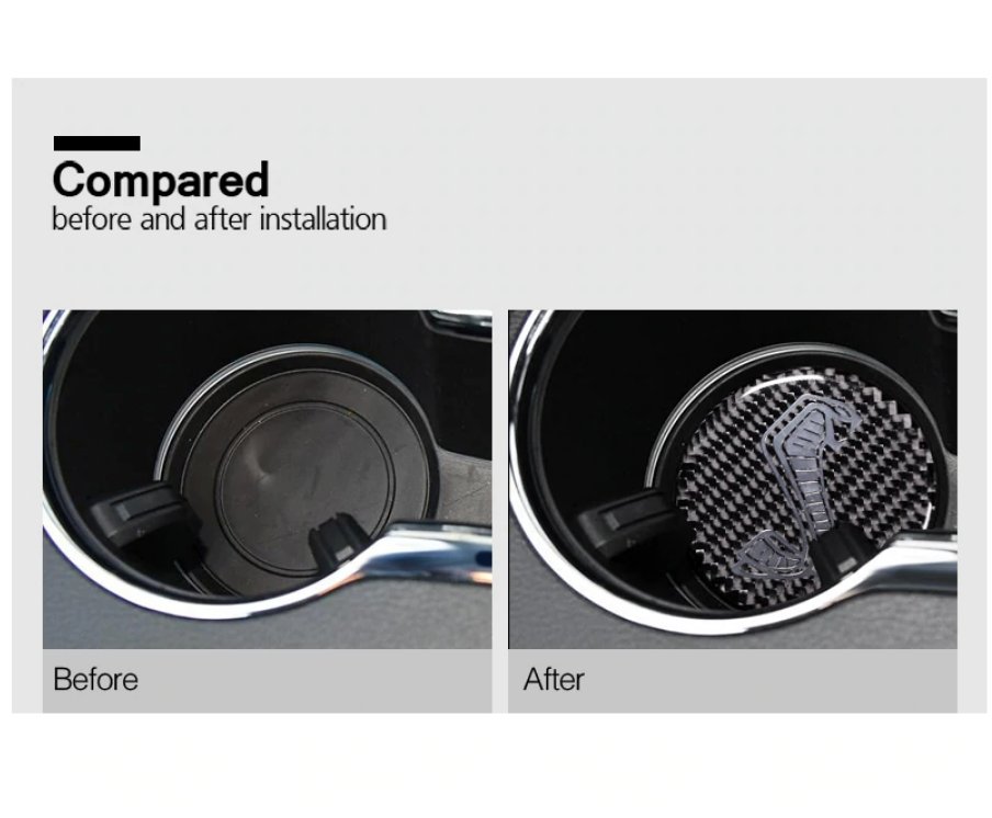 DynaCarbon™ Carbon Fiber Anti-Slip Coaster Overlays for Ford Mustang Accessories 2015-2023