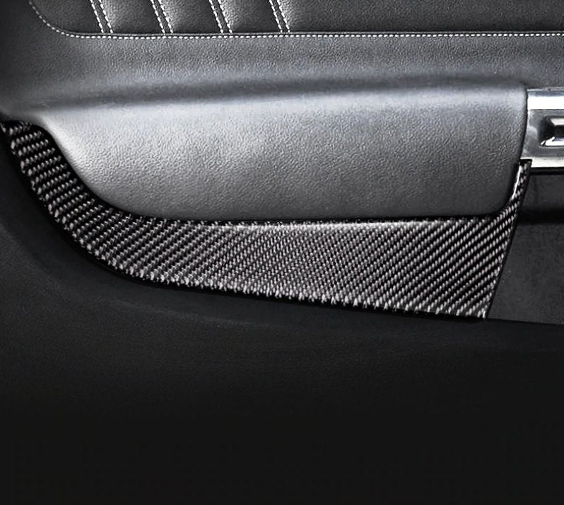 DynaCarbon™ Carbon Fiber Front Door Panel Trim Overlay for Ford Mustang 2015-2023
