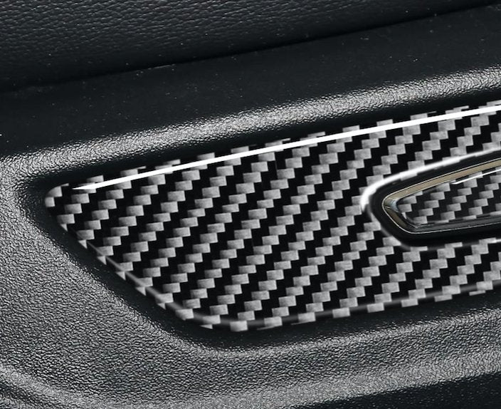 DynaCarbon™ Carbon Fiber Seat Function Control Trim Overlay for Ford Mustang 2015-2023