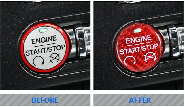 DynaCarbon™️ Carbon Fiber Engine Start/Stop Overlay for Ford Mustang 2015-2023