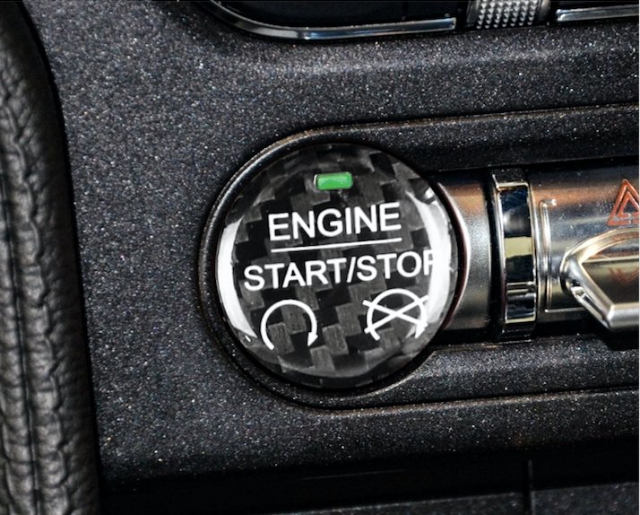 DynaCarbon™️ Carbon Fiber Engine Start/Stop Overlay for Ford Mustang 2015-2023