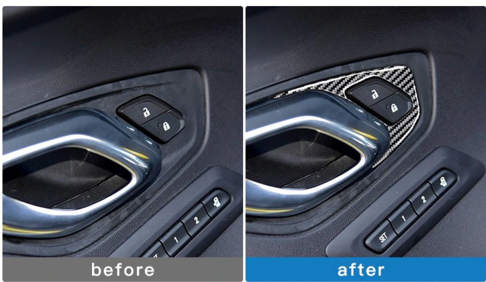 DynaCarbon™️ Carbon Fiber Door Lock Surround Trim Overlay for Chevrolet Camaro 2016-2023