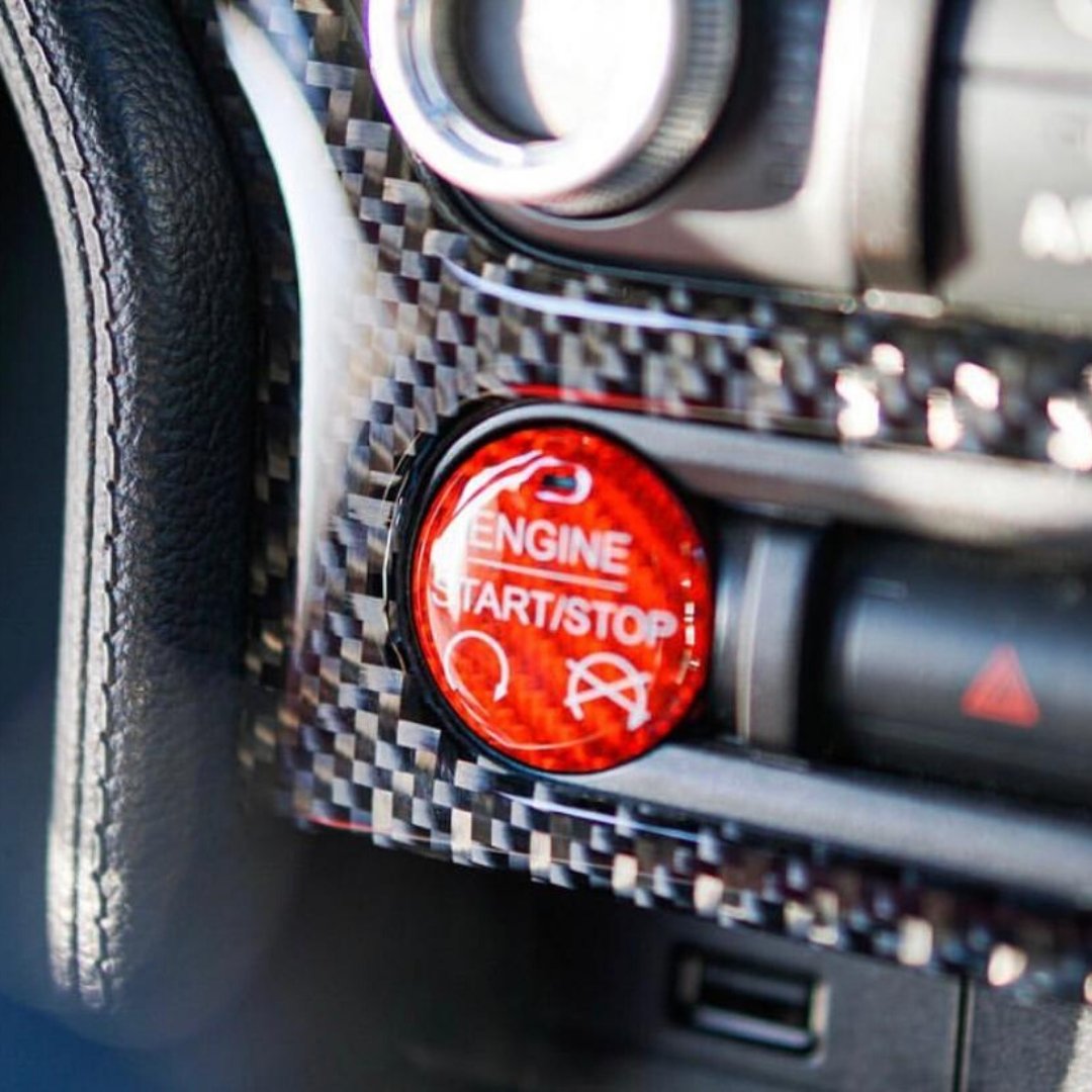 DynaCarbon™️ Carbon Fiber Engine Start/Stop Overlay for Ford Mustang 2015-2023