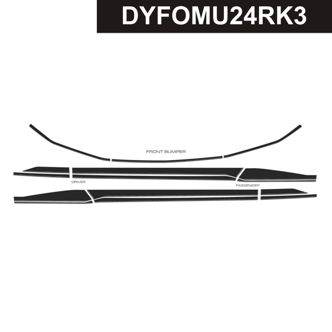 DynaCarbon™ Carbon Rocker Panels with Edges and Front Bumper kit for Ford Mustang 2024-2026