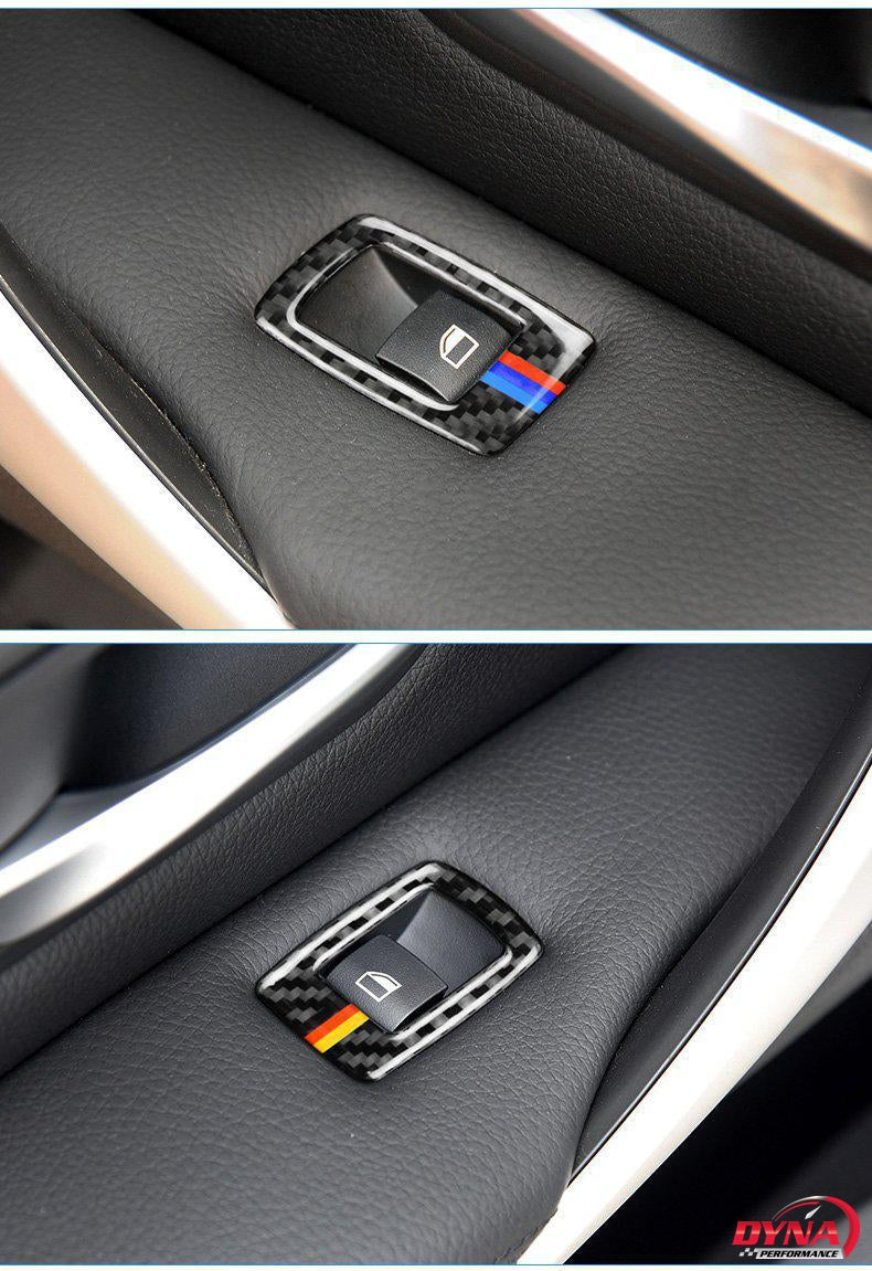 DynaCarbon™️ Carbon Fiber Full Set Window Control Frame Trim Overlay for BMW F20 F21 F22 F30 F34