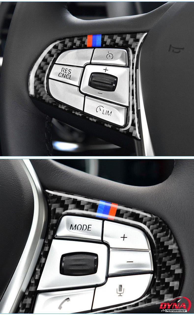 Carbon Faser Auto Lenkrad Rahmen Dekoration Abdeckung Trim Fit Für BMW 3 5  Serie G20 G30 G32 G80 G02 f90 F98 X3M X4M 2020 2021