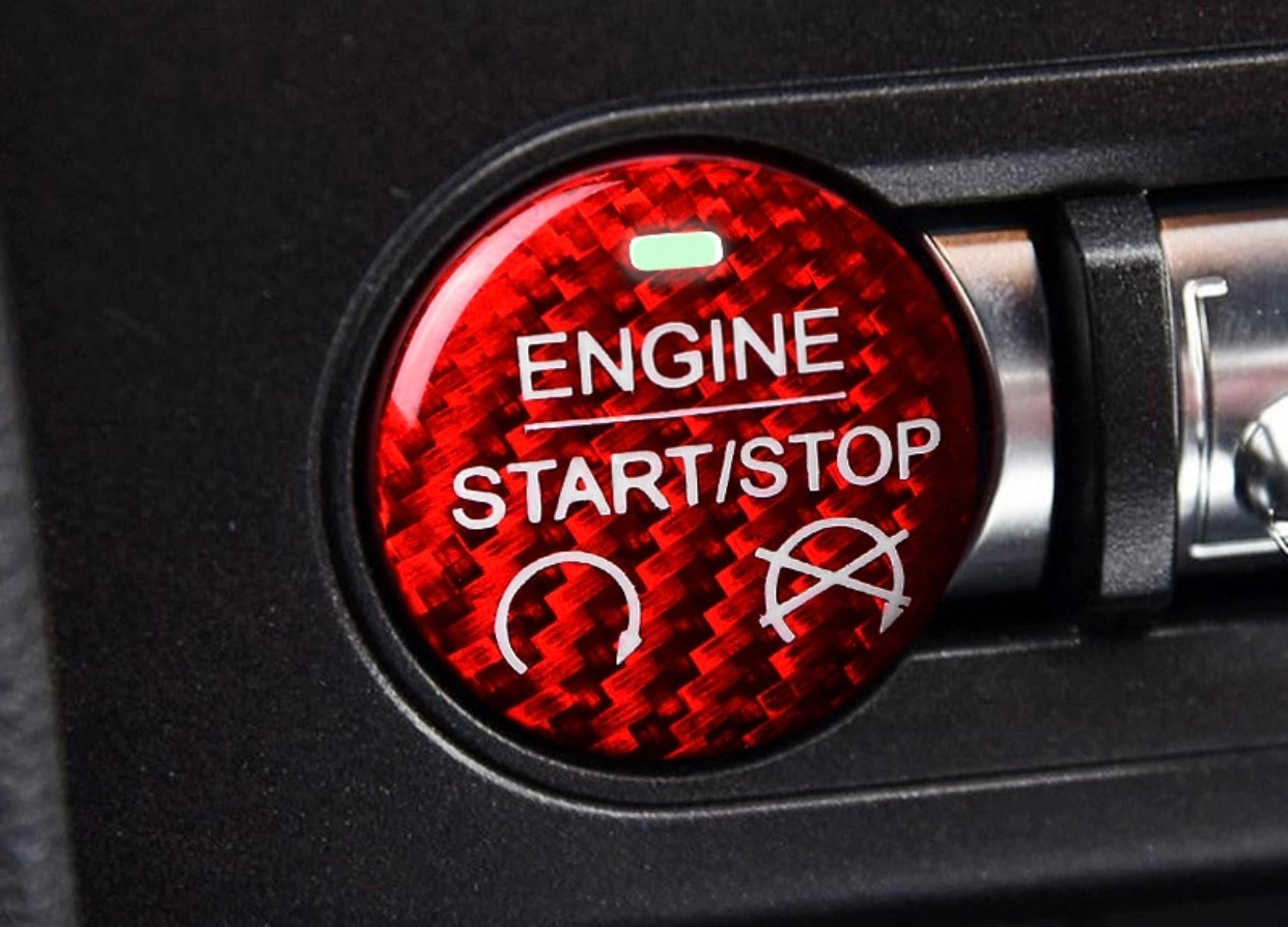 DynaCarbon™️ Carbon Fiber Engine Start/Stop Overlay for Ford Mustang 2015-2023