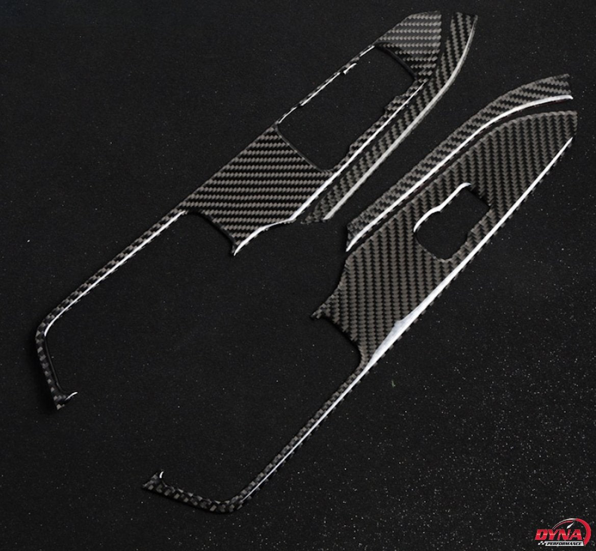 DynaCarbon™️ Carbon Fiber LHD Window Control Panel Trim Overlay for Ford Mustang 2015-2023