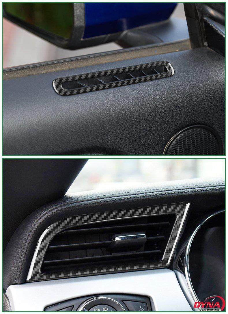 DynaCarbon™️ 2 PCS Carbon Fiber Side AC Outlet Trim Overlay for Ford Mustang 2015-2023